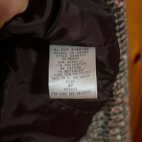 Koret Women's Multicolor Button Front Shimmer Tweed Blazer Jacket Size 8P - Picture 7 of 8